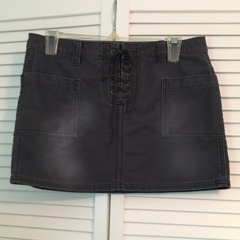 Laced Front Pocket Mini Skirt